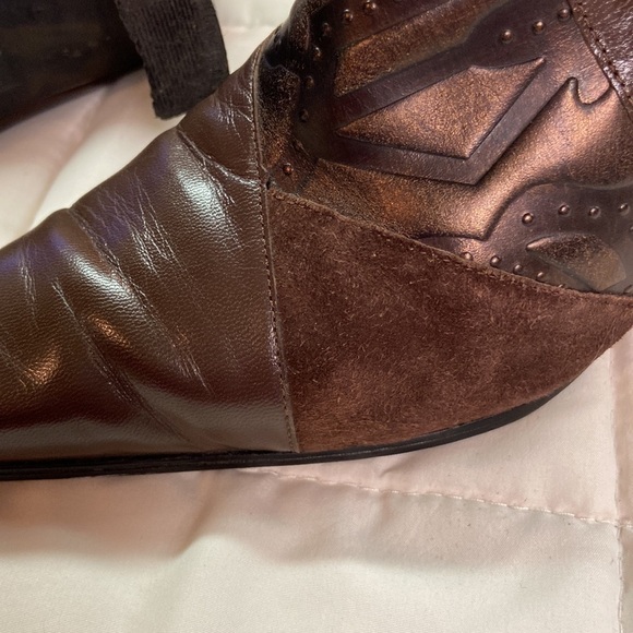 Monzo & Franco Oyster Heeled Embossed Brown Leather Upper Boots Size 8.5 EUC - Picture 12 of 13